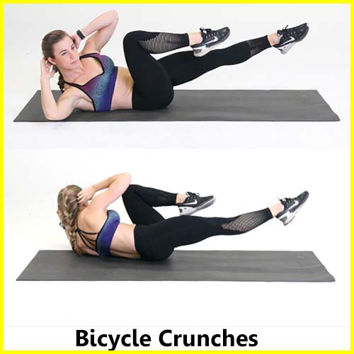 Best exercises for muffin top and love handles - Bicycle Crunches