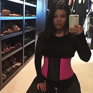Kourtney Kardashian pink waist trainer garment